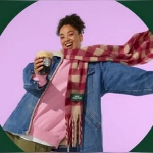 (2) Starbucks X Uber Eats Best Fall Ever Scarf Plaid Flannel, LE ~ NEW